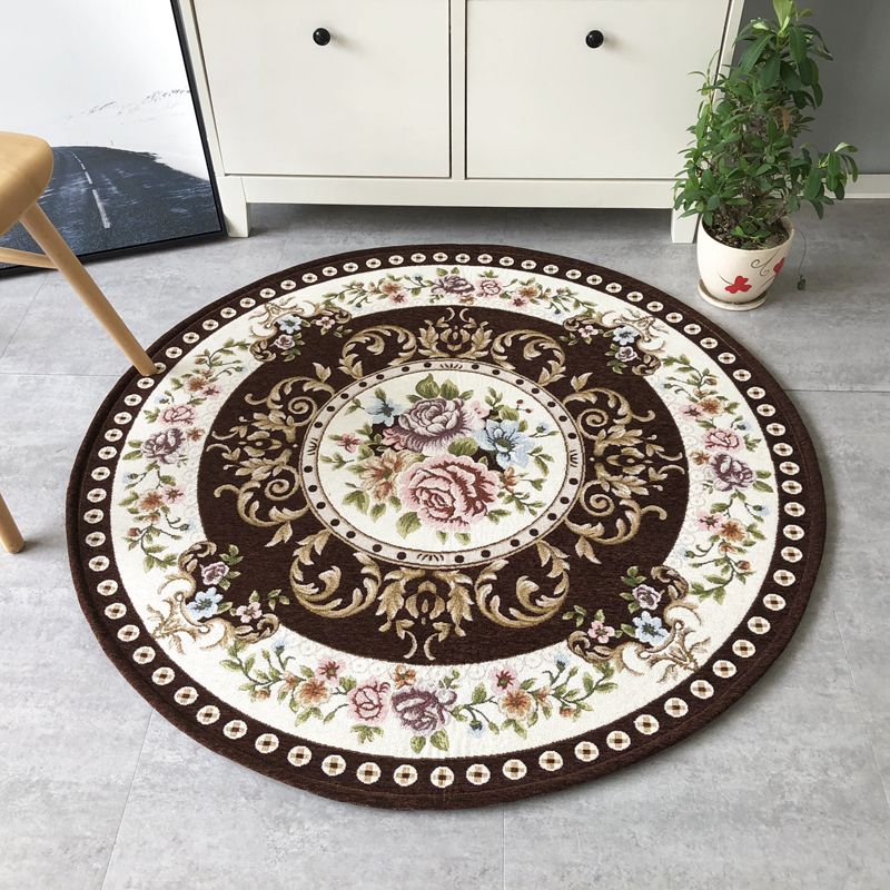 Fancy Modern Carpet Flower Pattern Polyester Area Rug Stain Resistant Rug for Home Decor