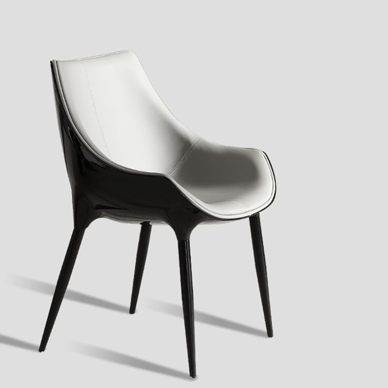 Faux Leather Kitchen Chair Metal Base Dining Chair for Living Room