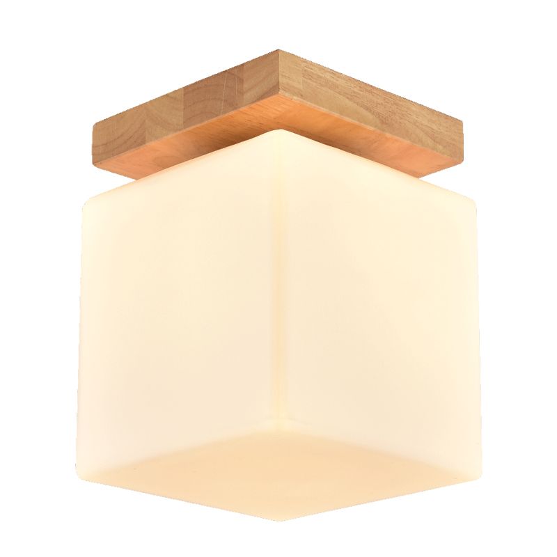 Modern Glass Semi Flush Mount Square Shade Semi Flush for Living Room