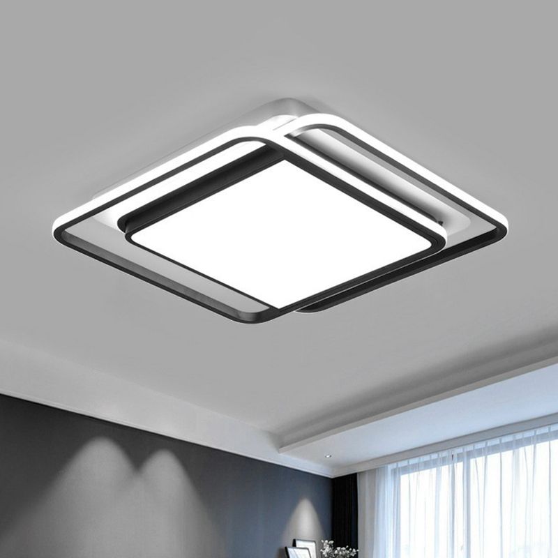 Acrylique Rhombus Flush Light Style Moderne Noir et Blanc Voyant d'ébullition Fixation du plafond