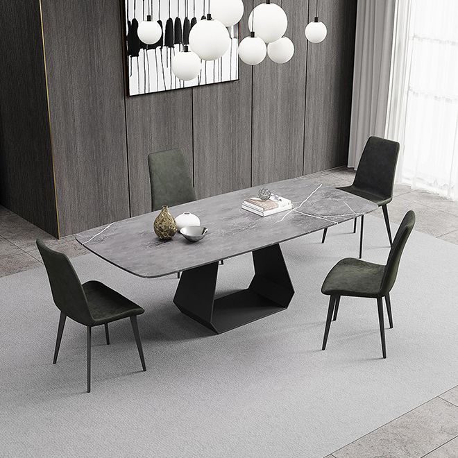 Rectangular Sintered Stone Dining Table Modern Dining Table with Metal Base