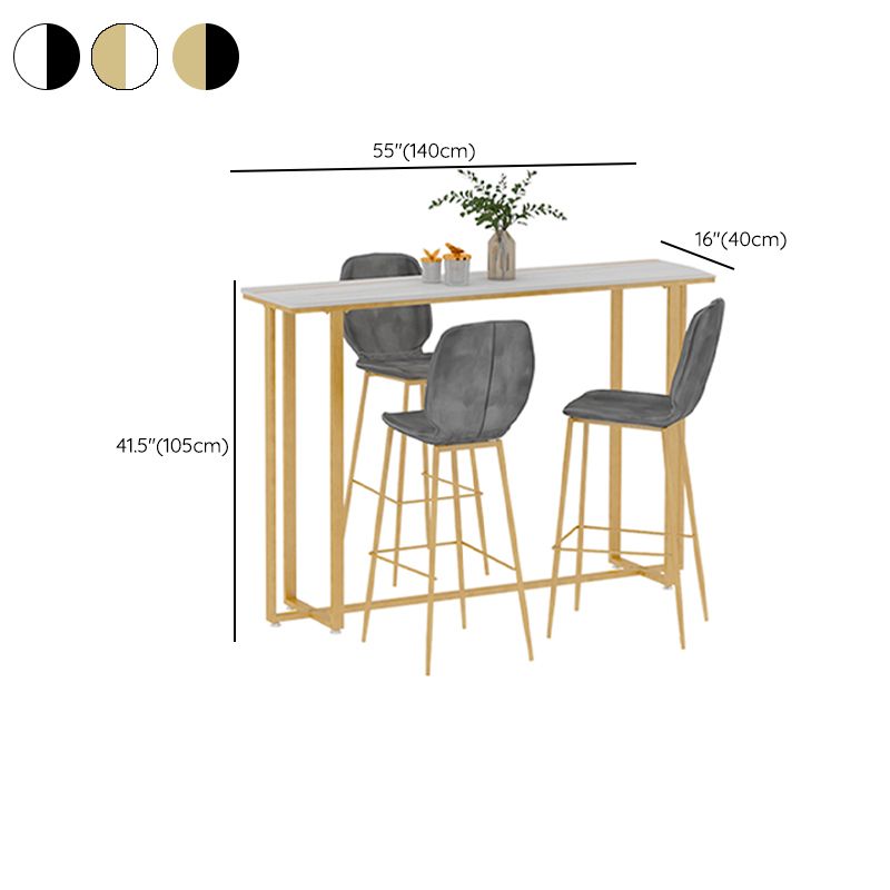 Stone Top Bar Stool Table Glam Style Pub Table with Metal Leg