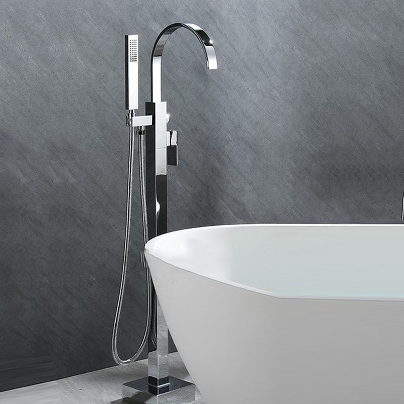 Modern Faucet Free Standing Rod Handle Tube Handheld Shower Head Bathtub Faucet