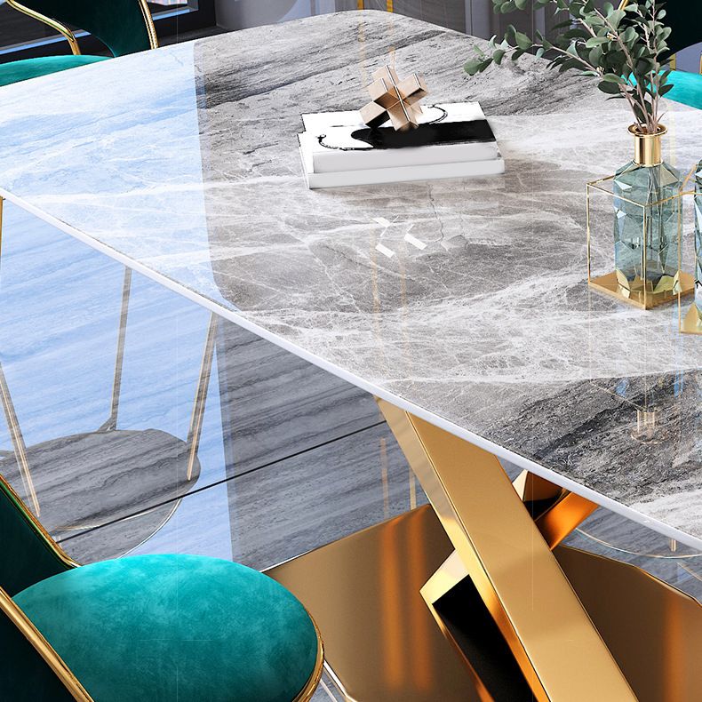 Glam Style Stone Furniture 1/5/7/9/ Pcs Rectangle Dinette Table with Upholstered Chair