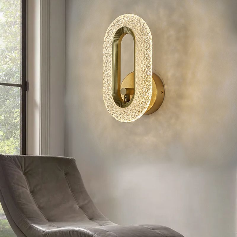 Contemporary Acrylic Wall Mount Lamp Bronze Oval Wall Sconce for Bedroom