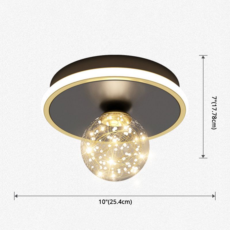 Geometric Ceiling Light Fixture Minimalist Metal LED Black Ceiling Mounted Fixture