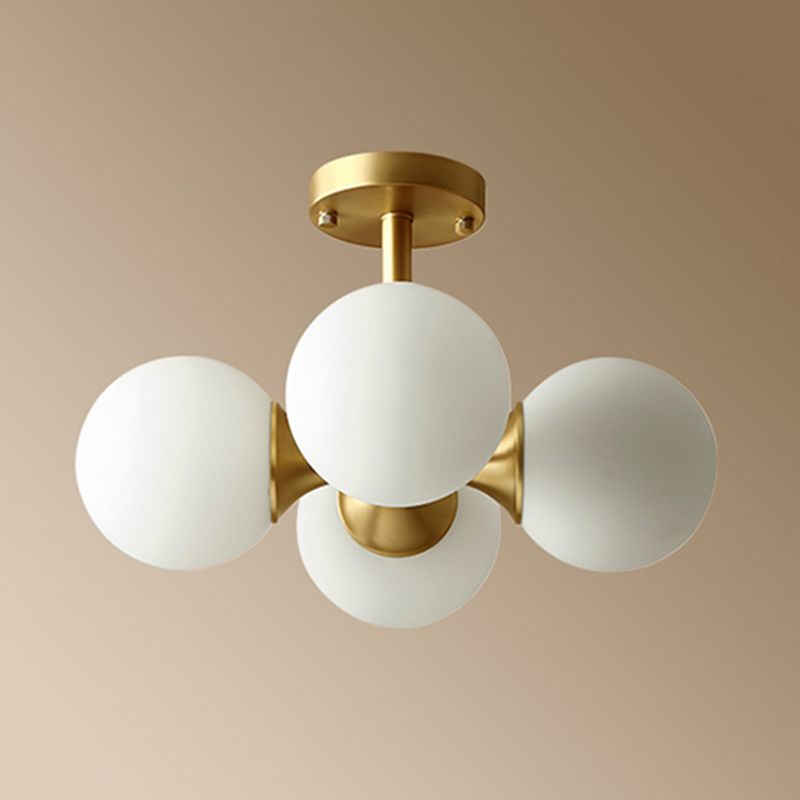 4 Light Spherical Ceiling Light Modern Style Glass Ceiling Lighting for Dining Room