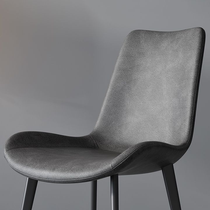Chaises de salle à manger en cuir style contemporain Chaises de salle à manger sans accoudoirs à dossier solide (Ensemble de 2)