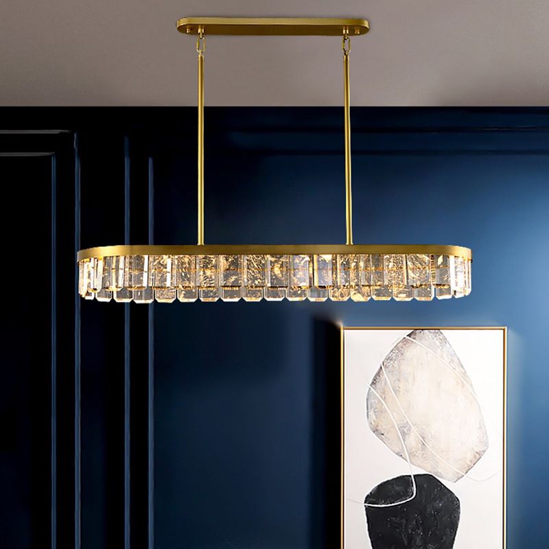Oval Crystal Island Pendant Lighting Contemporary Dining Room Island Light Fixtures