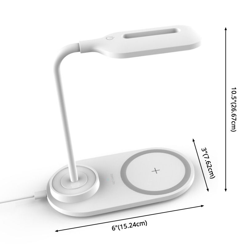 Lampada da tavolo oblunga per caricabatterie per telefono wireless Lampada da lettura a LED da comodino in plastica Macaron