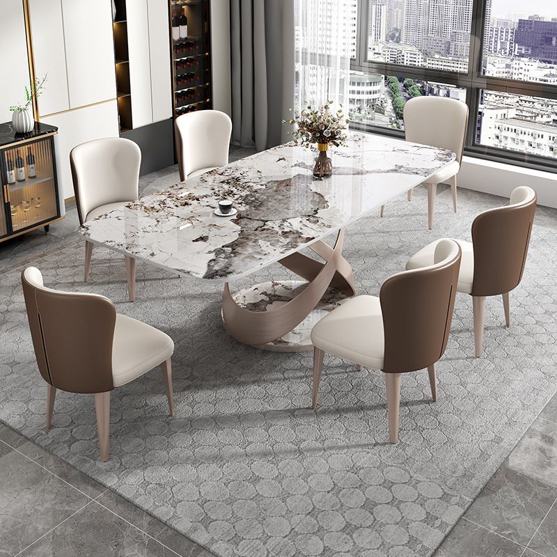 Luxurious Sintered Stone Top Dining Set Rectangle 1/4/5/7 Pieces Dining Room Table Set