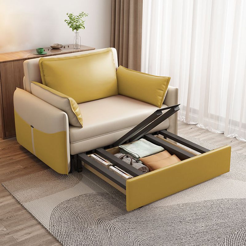 35.43"H Faux Leather Sleeper Sofa Upholstered Pillow Top Arms Sofa Bed