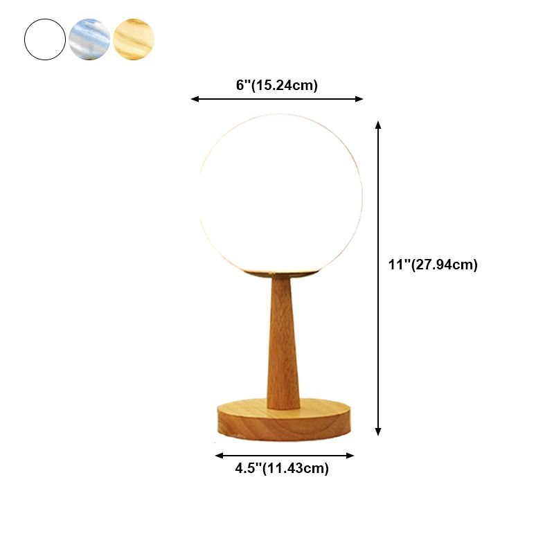 Nordic Style Table Lamp Brown Spherical Table Lamp with Glass for Study Room