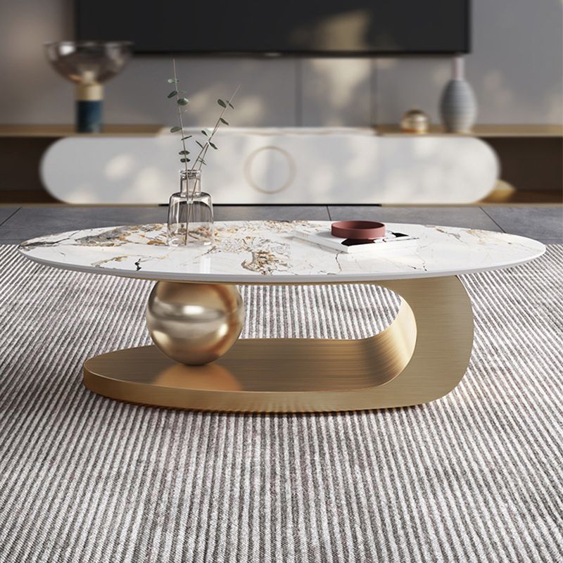 27" Wide Glam Cocktail Table Slate Oval Coffee Cocktail Table