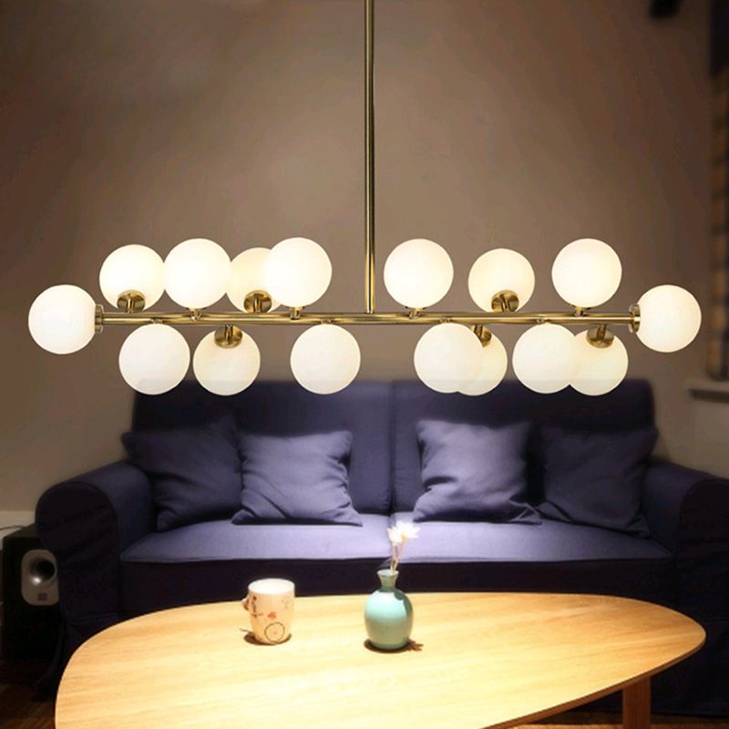 Contemporary Simple Island Light 16-Bulbs Globe Shade Pendant Lights for Dining Room