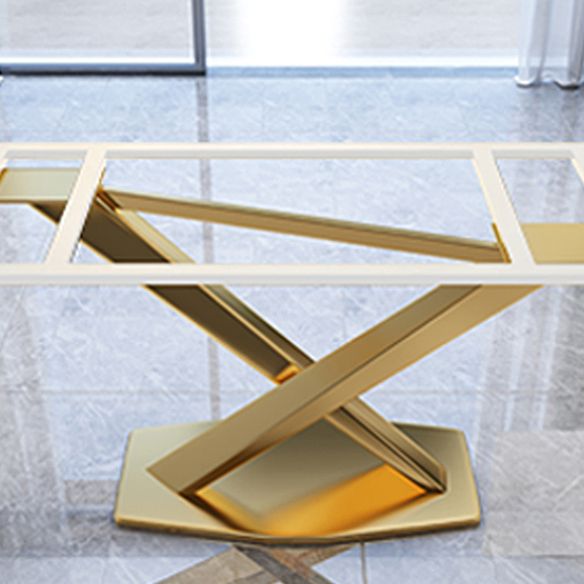 Modern Sintered Stone Dining Table Rectangular Dining Table Set with X-shaped Metal Frame