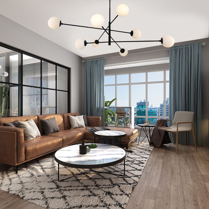 Burbujas sala de estar lámpara lámpara de lámpara vidrio de techo de estilo moderno luz en negro