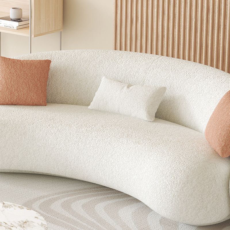 Sloped Arm Curved Sofa Nordic Wool Simple Sofa in White of 27.6" H