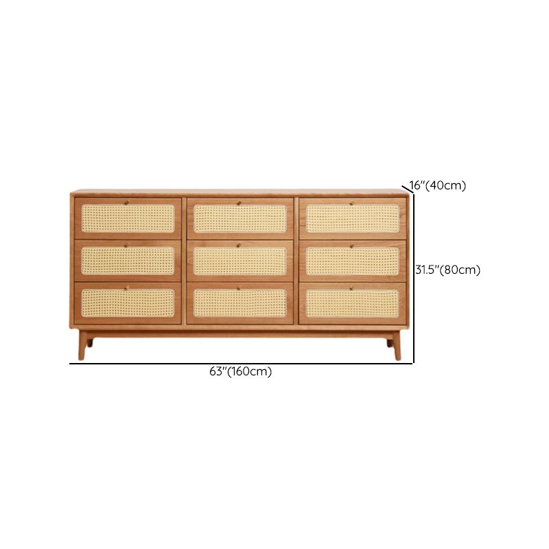 15.6-inch Width Contemporary Storage Chest Solid Wood Dresser with 6/9 Drawers