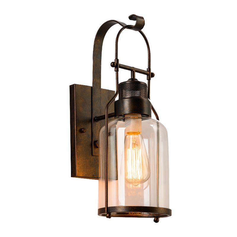 Iron and Glass Wall Lamp Industrial Style Black / White / Rust Wall Sconce