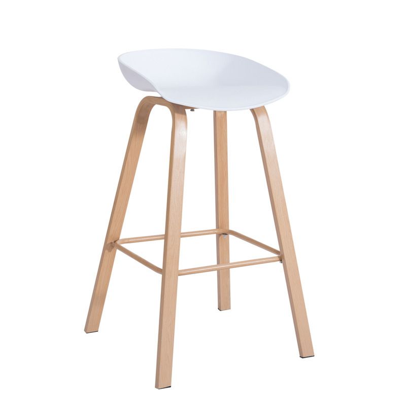 Scandinavian Bucket Armless Stool Plastic Bar Stool with Wood Legs