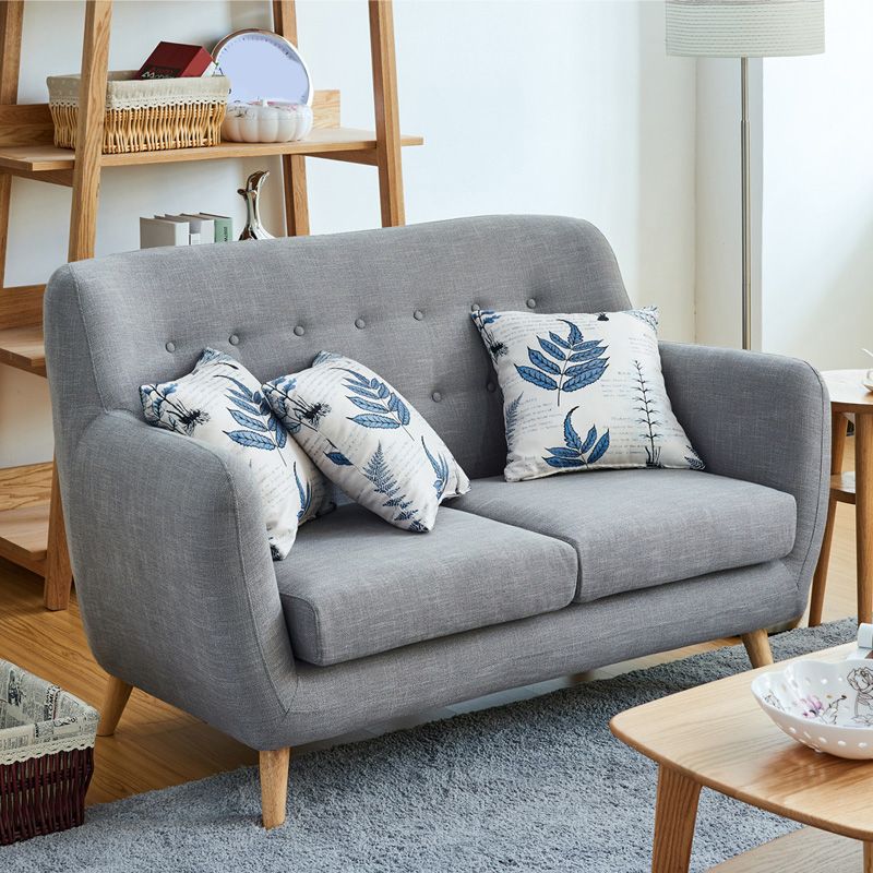 Contemporary Tight Back Fabric Settee Square Arm Standard Sofa