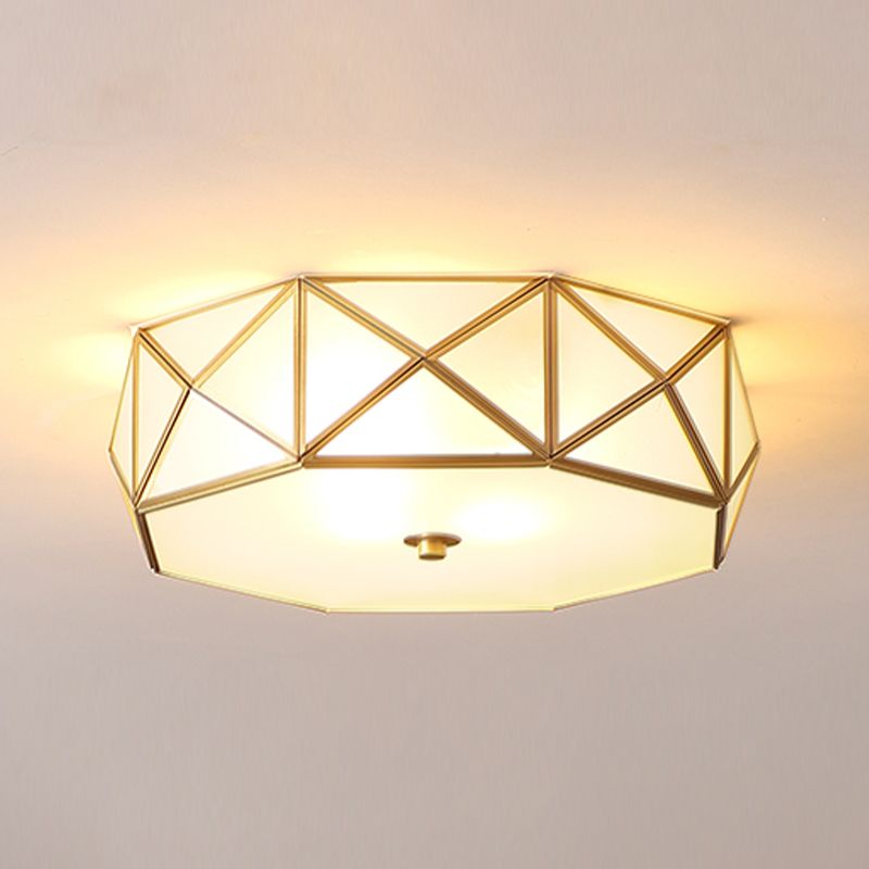 Plafonnier encastré en verre, éclairage de plafond classique pour salle à manger en or