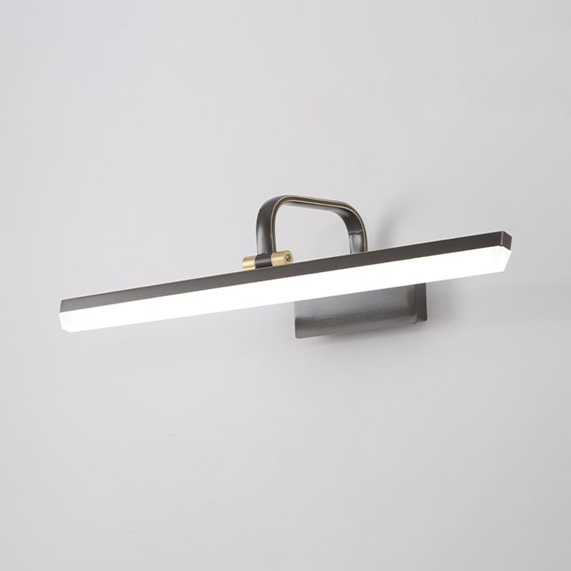 Linear Shade Metal Wall Sconce Modern Style 1 Light Mirror Wall Mounted Light in Black