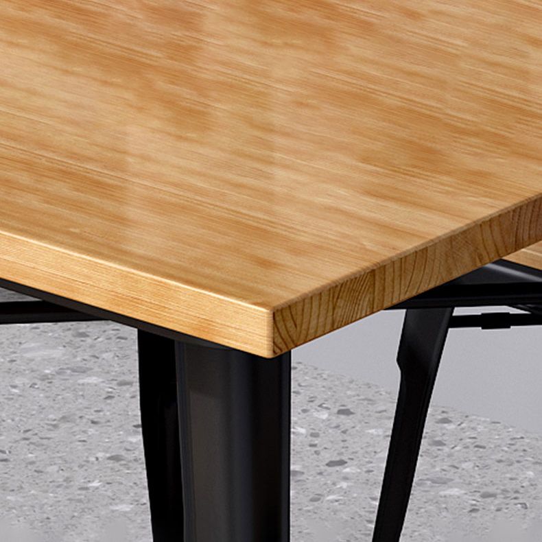 Industrial Style Solid Wood Dining Table Brown Table with Black Frame for Dinning Room