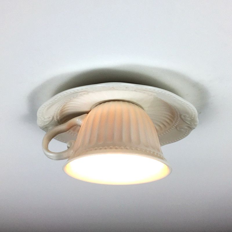 Weiße Kaffeetasse-Unterputzleuchte, moderne 1-Kopf-LED-Deckenleuchte aus Gips