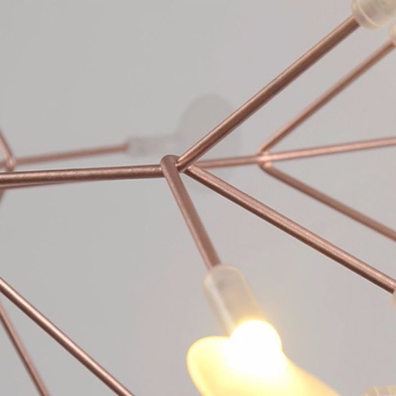 Rose Gold Branches Hanging Lamp Designer Style Metal Chandelier for Living Room