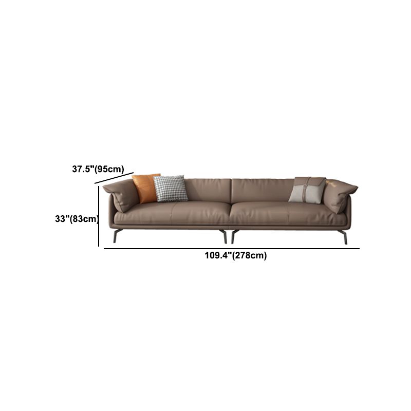 Modern 32.6" H Leather Pillow Top Arm Sofa Bed For Living Room