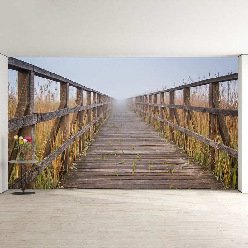 Decorative Wall Mural Wallpaper Wooden Bridge Sitting Room Wall Mural