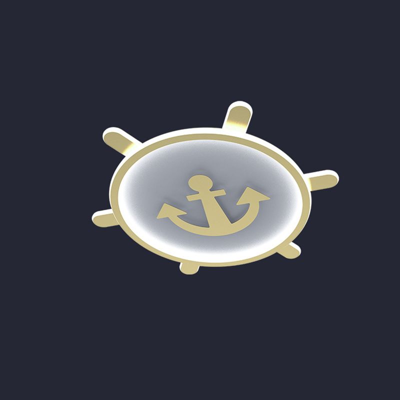 Gold Circular LED Ceiling Light in Kids Creative Style Aluminium Flush Mount with Acrylic Shade