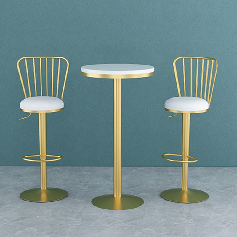 Glam Liftable Backrest Counter Stool Iron Household Bar Stool with Cushion