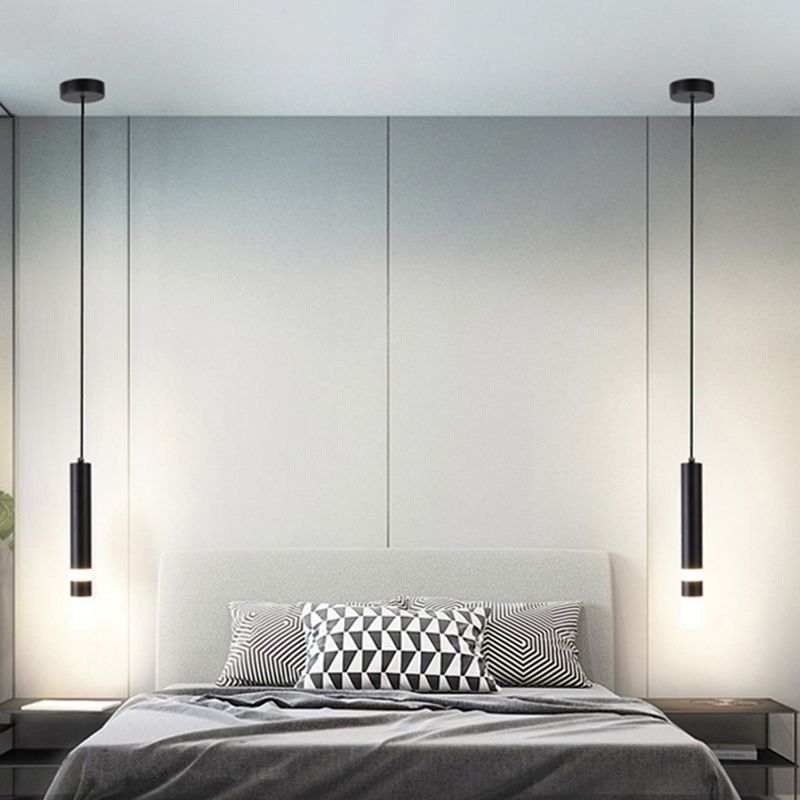 Nordischer zylindrischer Anhänger Beleuchtung Metall Küchenbar LED Downlight in Schwarz