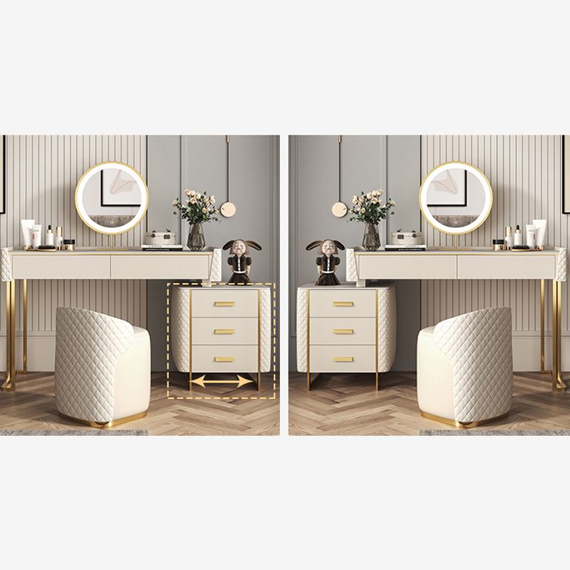 Glam Stone Top Vanity Makeup Table Set Wooden 5-Drawers Dressing Table