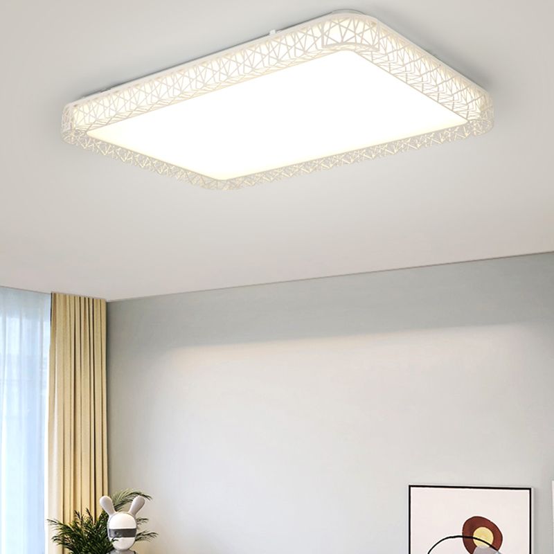 White Ceiling Light Fixture Modernism LED Flush Mount for Living Room