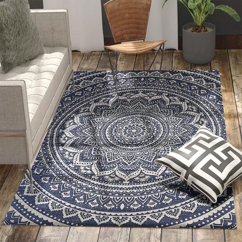 Tapis à imprimé géométrique multi-couleurs mélange de coton mélange oriental tapis intérieur non glissement