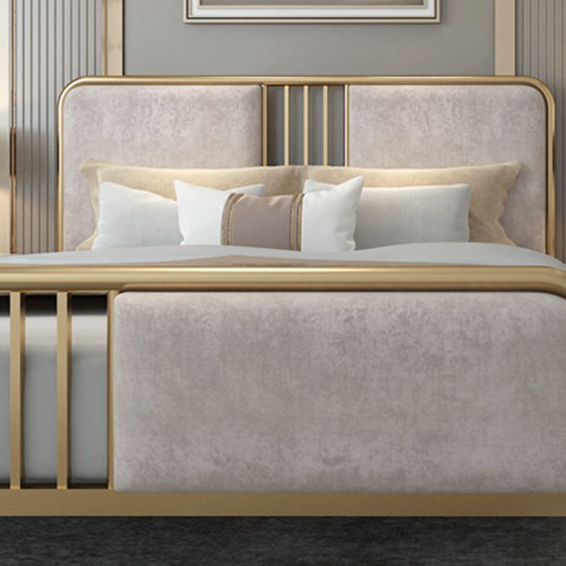 Contemporary Metal Upholstered Headboard Rectangular Panel Bed