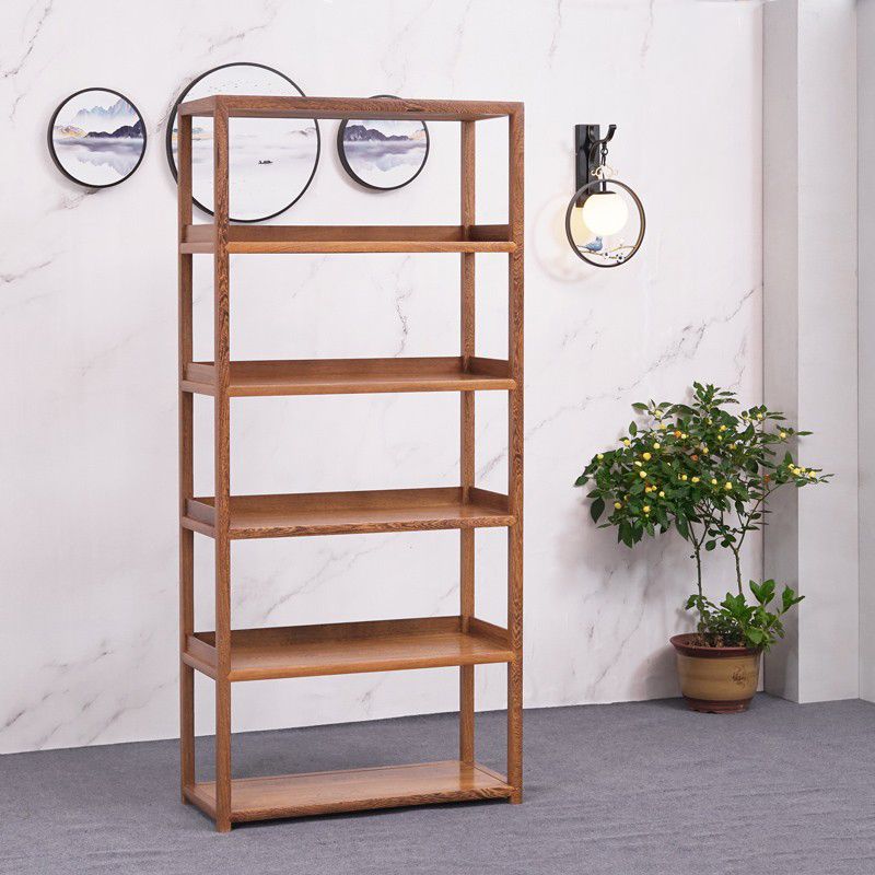 Contemporary Open Back Bookshelf Etagere Wooden Bookcase with Shelves