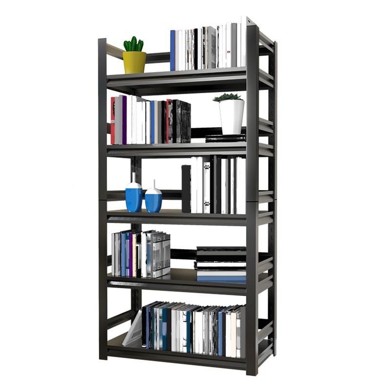 Rectangle Metal Bookcase Modern Closed Back Bookshelf with Shelves