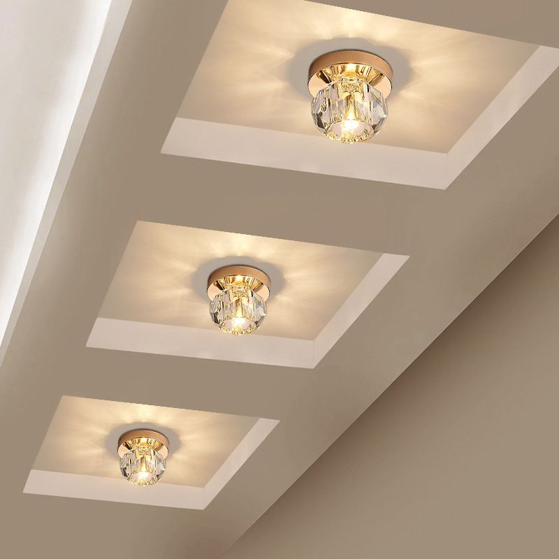 Globe gefacetteerde kristallen inbouwarmatuur Eenvoud LED dichtbij plafondlamp voor gang