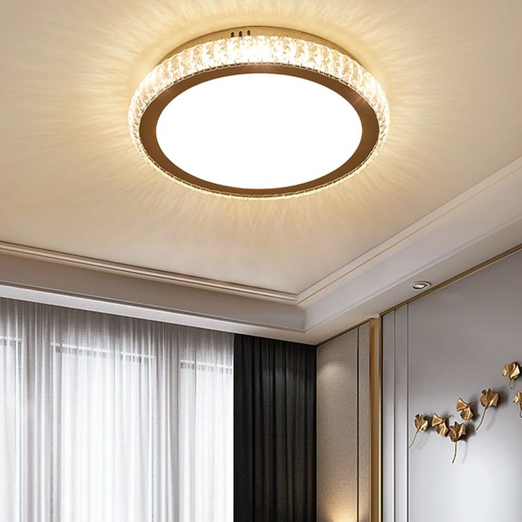 Contemporary Flush Mounted Ceiling Lights LED Crystal Shade Ceiling Mount Lighting