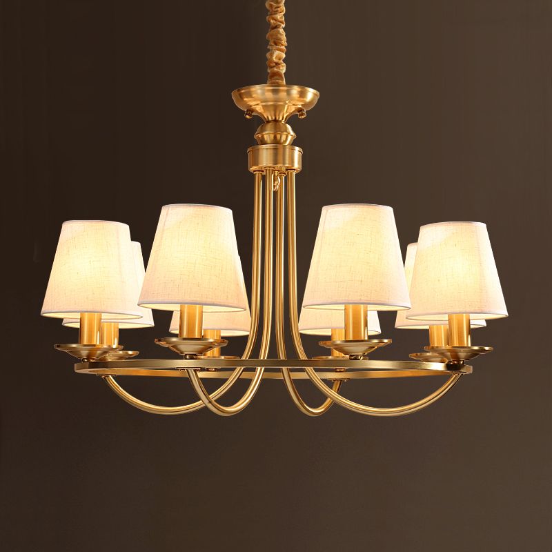Metal Gold Ceiling Suspension Lamp Tapered Traditional-Style Chandelier Lighting Fixture