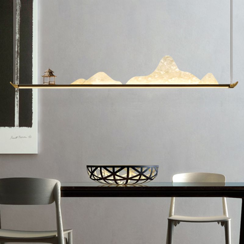 La lampe de lustre en métal moderne pendante île LED linéaire pour la salle de thé