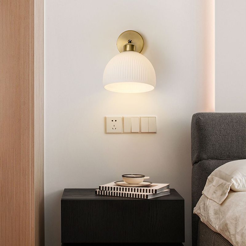Nordic Style Wall Light Dome Shape Adjustable Wall Lamp with Glass Shade for Bedroom