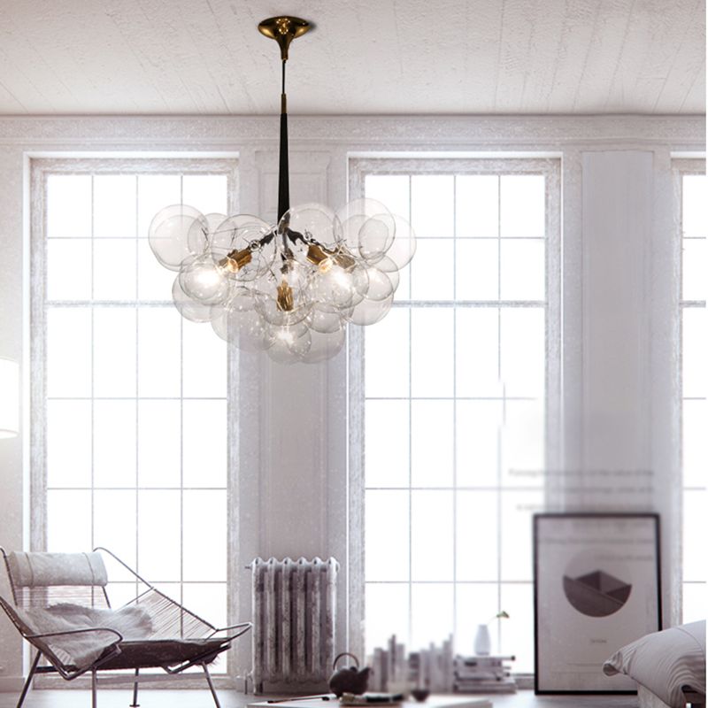 Contemporary Style Spherical Pendant Chandeliers Clear Glass Chandelier Lights