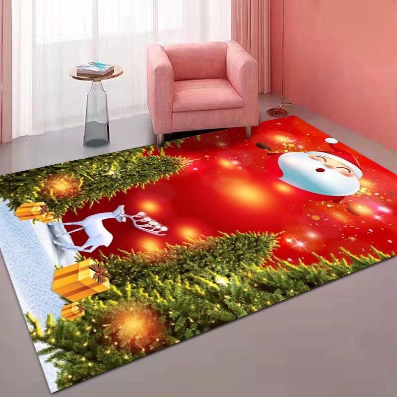 Modern Rug Polyester Christmas Tree Rug Stain Resistant Rug for Drawing Room