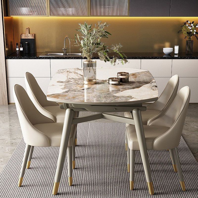 Wood Base Dining Table Contemporary Extendable Dinner Table for Home